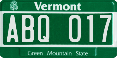 VT license plate ABQ017