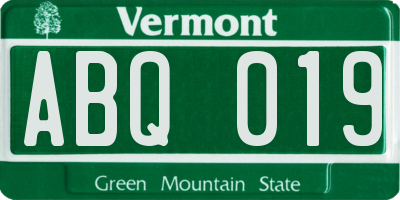 VT license plate ABQ019