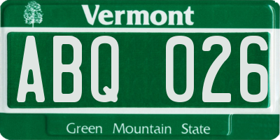 VT license plate ABQ026