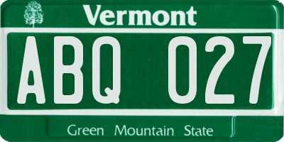 VT license plate ABQ027