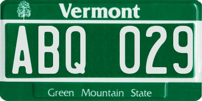 VT license plate ABQ029