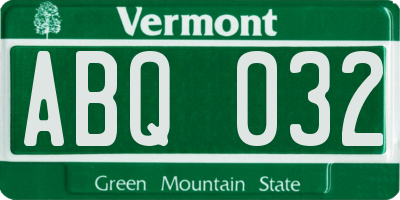 VT license plate ABQ032