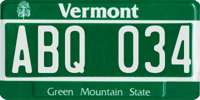 VT license plate ABQ034