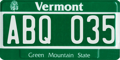 VT license plate ABQ035