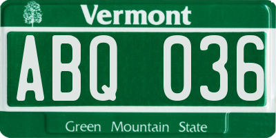 VT license plate ABQ036