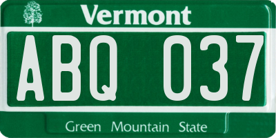 VT license plate ABQ037