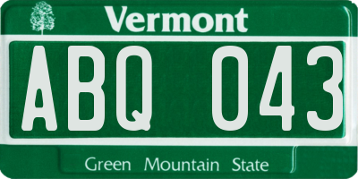 VT license plate ABQ043