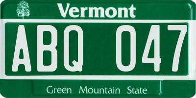 VT license plate ABQ047