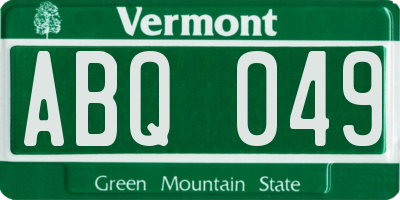 VT license plate ABQ049