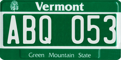 VT license plate ABQ053