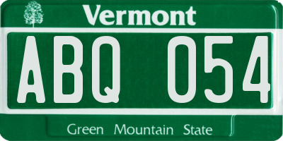 VT license plate ABQ054