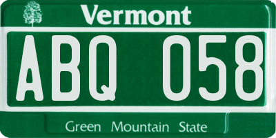 VT license plate ABQ058