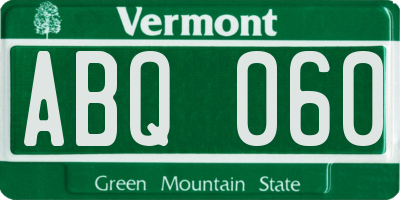 VT license plate ABQ060