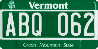 VT license plate ABQ062