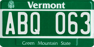 VT license plate ABQ063