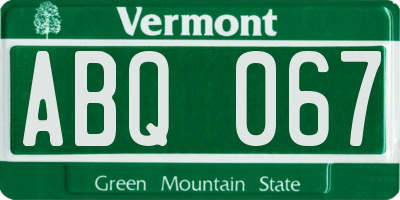 VT license plate ABQ067