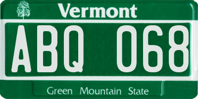 VT license plate ABQ068