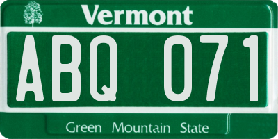 VT license plate ABQ071