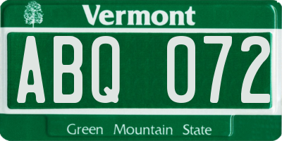 VT license plate ABQ072