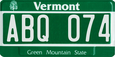 VT license plate ABQ074