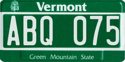 VT license plate ABQ075