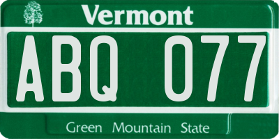 VT license plate ABQ077