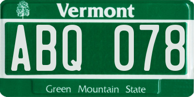 VT license plate ABQ078