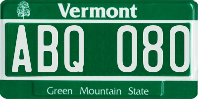 VT license plate ABQ080