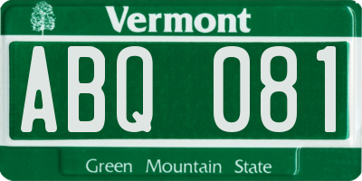 VT license plate ABQ081