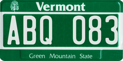 VT license plate ABQ083