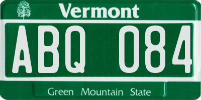 VT license plate ABQ084