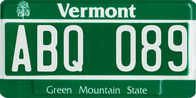 VT license plate ABQ089