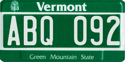 VT license plate ABQ092