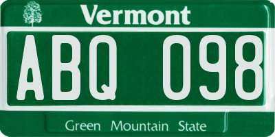 VT license plate ABQ098