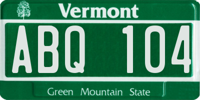 VT license plate ABQ104