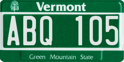 VT license plate ABQ105
