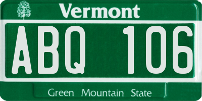 VT license plate ABQ106