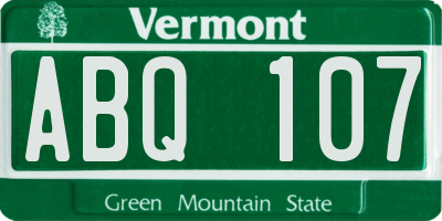 VT license plate ABQ107