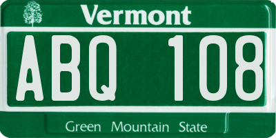 VT license plate ABQ108