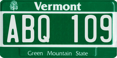 VT license plate ABQ109