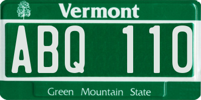 VT license plate ABQ110