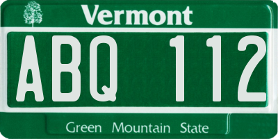 VT license plate ABQ112