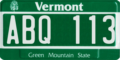 VT license plate ABQ113