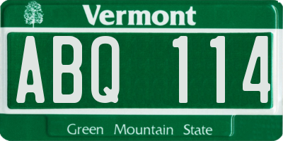 VT license plate ABQ114