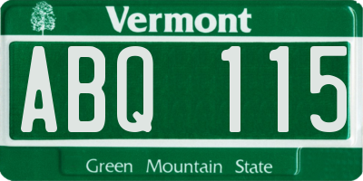 VT license plate ABQ115