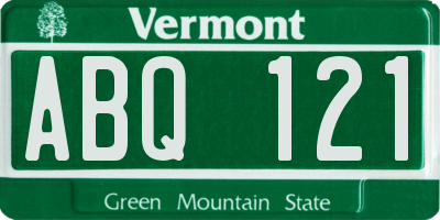 VT license plate ABQ121