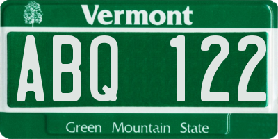 VT license plate ABQ122