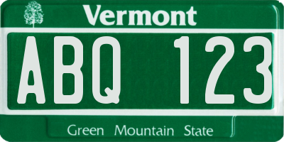 VT license plate ABQ123