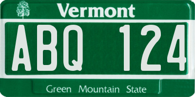 VT license plate ABQ124