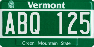 VT license plate ABQ125